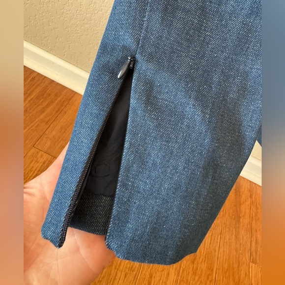 Good American Notch Lapel Chambray Blazer Denim Lined Women’s Sz 1 - Picture 5 of 12